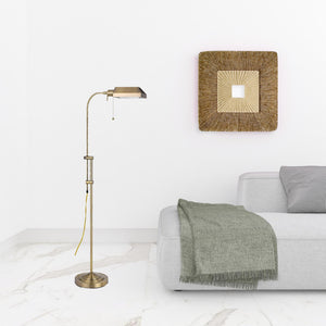 Homeroots 57" Brass Adjustable Traditional Shaped Floor Lamp With Bronze Square Shade  Metal 526222