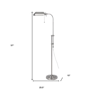 HomeRoots 57" Adjustable Traditional Floor Lamp with Nickel Shade - Elegant Light for Living Spaces & More 526223