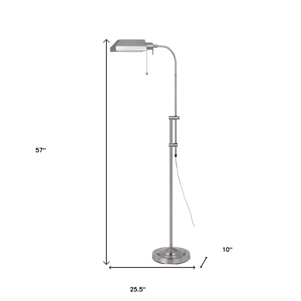 HomeRoots 57" Adjustable Traditional Floor Lamp with Nickel Shade - Elegant Light for Living Spaces & More 526223