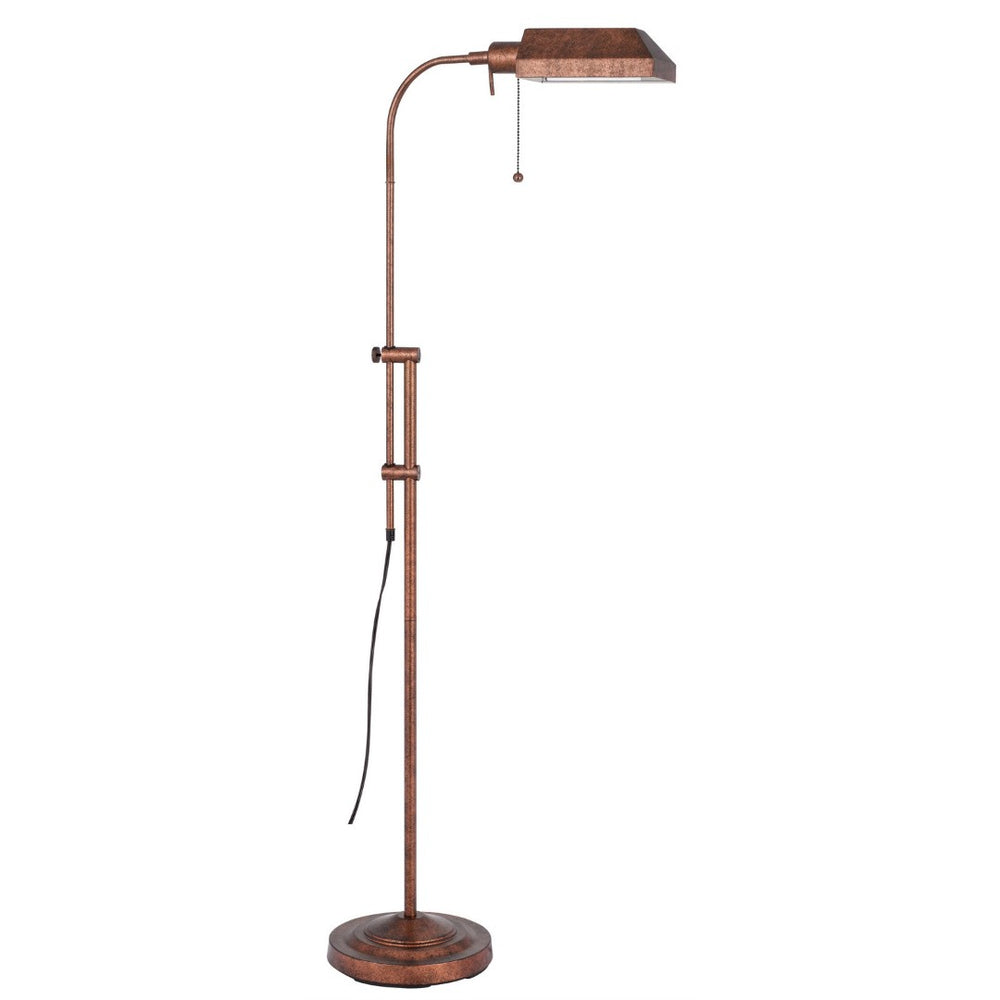 HomeRoots 57" Rusted Adjustable Floor Lamp - Classic Industrial Style with Square Shade for Cozy Lighting 526225
