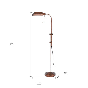 Homeroots 57" Rusted Adjustable Traditional Shaped Floor Lamp With Rust Square Shade  Metal 526225