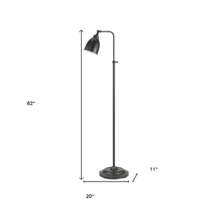 Homeroots Darkened Bronze Adjustable Height Floor Lamp With Metal Dome Shade  Metal 526228