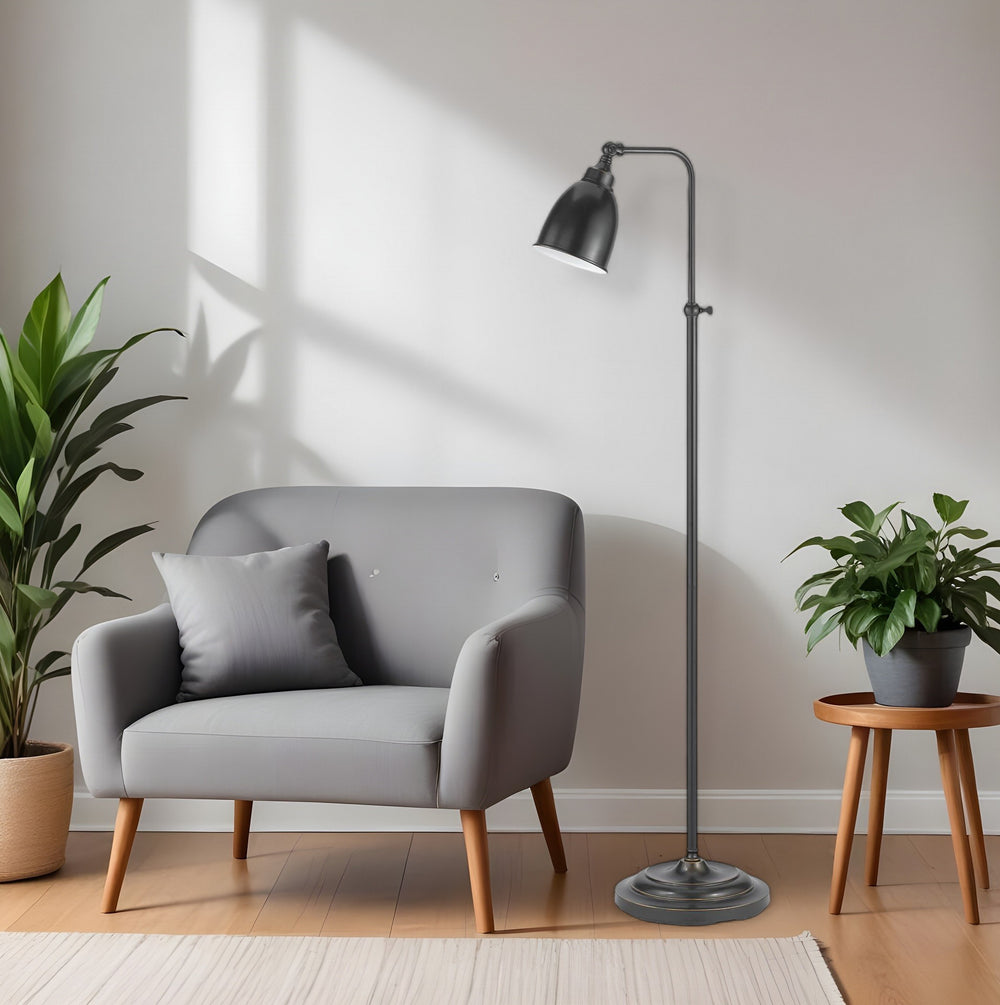 Homeroots Darkened Bronze Adjustable Height Floor Lamp With Metal Dome Shade  Metal 526228