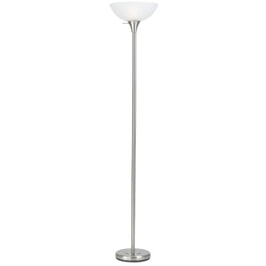 HomeRoots 70" Nickel Torchiere Floor Lamp with White Glass Dome Shade - Elegant Ambient Lighting for Any Room 526230