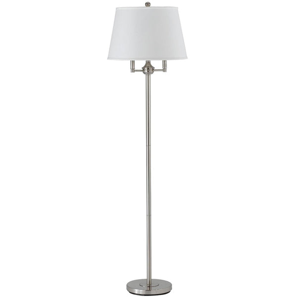 HomeRoots 62" Nickel Floor Lamp with Four Lights & White Square Shade for Elegant Ambient Lighting in Any Room 526231