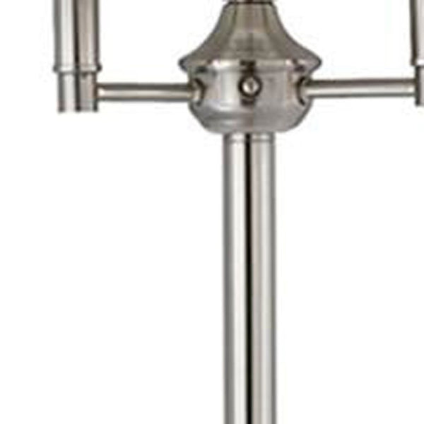 HomeRoots 62" Nickel Floor Lamp with Four Lights & White Square Shade for Elegant Ambient Lighting in Any Room 526231