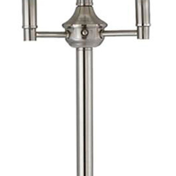 HomeRoots 62" Nickel Floor Lamp with Four Lights & White Square Shade for Elegant Ambient Lighting in Any Room 526231