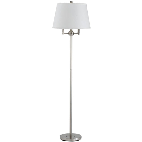 HomeRoots 62" Nickel Floor Lamp with Four Lights & White Square Shade for Elegant Ambient Lighting in Any Room 526231
