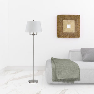 HomeRoots 62" Nickel Floor Lamp with Four Lights & White Square Shade for Elegant Ambient Lighting in Any Room 526231
