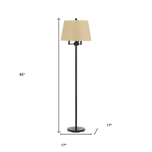HomeRoots 62" Elegant Bronze Four-Light Floor Lamp with Beige Shade - Perfect for Living Rooms & Bedrooms! 526232