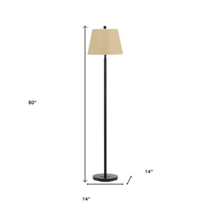 Homeroots 60" Bronze Traditional Shaped Floor Lamp With Tan Square Shade  Metal 526234