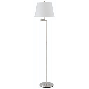 HomeRoots 60" Nickel Swing Arm Floor Lamp - Adjustable Task Lighting with Modern White Square Shade Design 526236