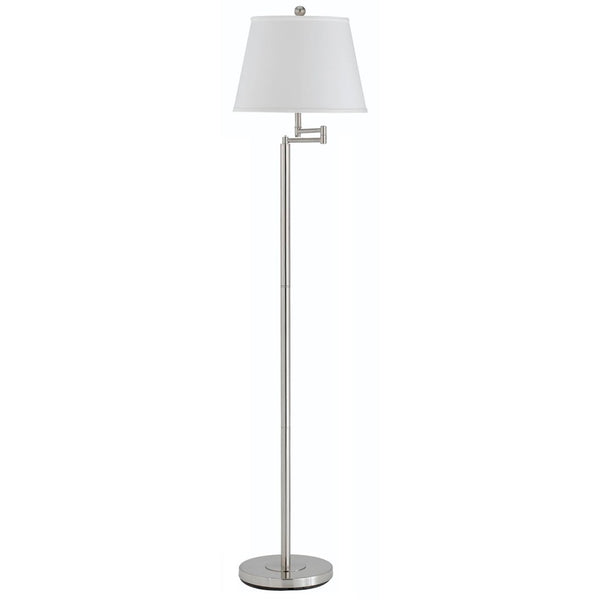 HomeRoots 60" Nickel Swing Arm Floor Lamp - Adjustable Task Lighting with Modern White Square Shade Design 526236