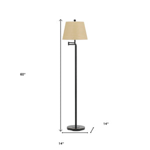 HomeRoots 60" Bronze Swing Arm Floor Lamp with Adjustable Shade for Reading, Modern Elegance, and Versatility 526237