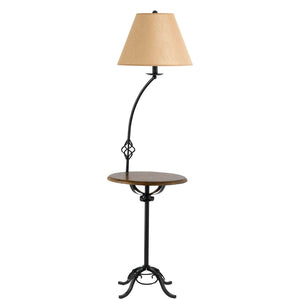 HomeRoots 62" Stylish Black Tray Table Floor Lamp with Warm Brown Shade – Perfect for Cozy Spaces & Functionality! 526238