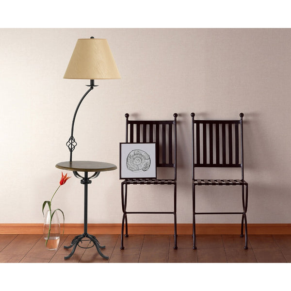 HomeRoots 62" Stylish Black Tray Table Floor Lamp with Warm Brown Shade – Perfect for Cozy Spaces & Functionality! 526238