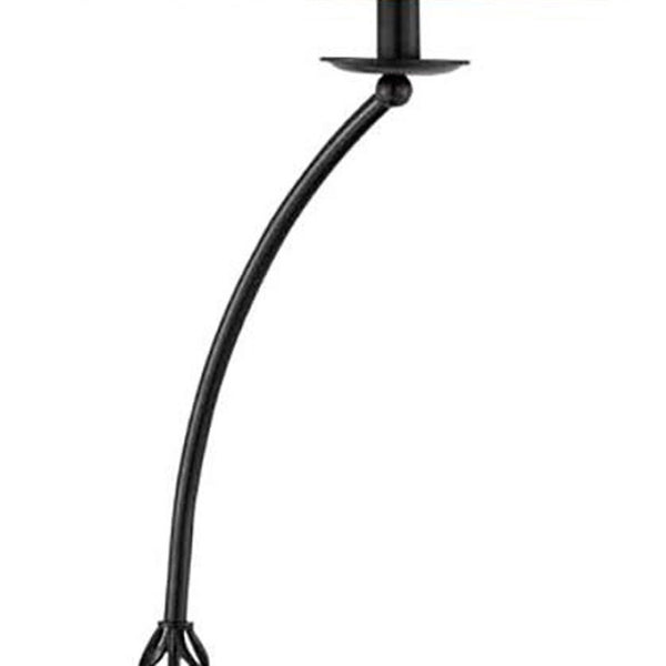 HomeRoots 62" Stylish Black Tray Table Floor Lamp with Warm Brown Shade – Perfect for Cozy Spaces & Functionality! 526238