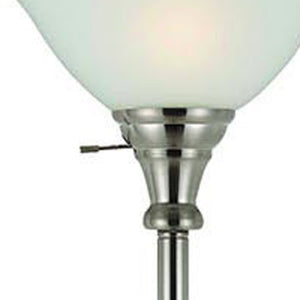 HomeRoots 71" Elegant Nickel Torchiere Floor Lamp with Frosted Glass Shade for Warm Ambient Lighting & Style 526240