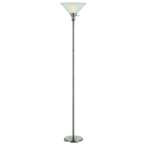 HomeRoots 71" Elegant Nickel Torchiere Floor Lamp with Frosted Glass Shade for Warm Ambient Lighting & Style 526240