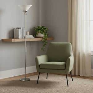 HomeRoots 71" Elegant Nickel Torchiere Floor Lamp with Frosted Glass Shade for Warm Ambient Lighting & Style 526240
