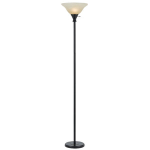 HomeRoots 71" Elegant Bronze Torchiere Floor Lamp with Dimmable Beige Frosted Glass Shade for Warm Ambiance 526241