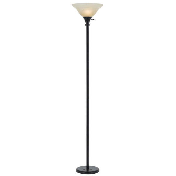 HomeRoots 71" Elegant Bronze Torchiere Floor Lamp with Dimmable Beige Frosted Glass Shade for Warm Ambiance 526241