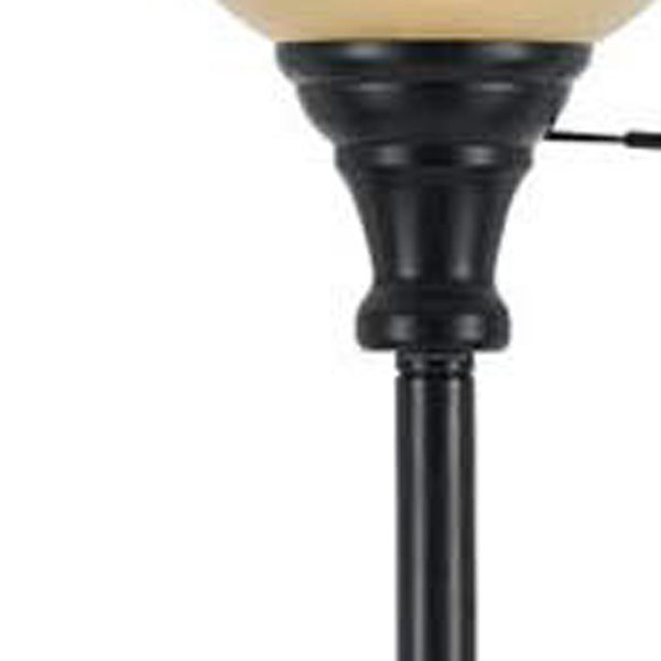 HomeRoots 71" Elegant Bronze Torchiere Floor Lamp with Dimmable Beige Frosted Glass Shade for Warm Ambiance 526241