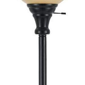 HomeRoots 71" Elegant Bronze Torchiere Floor Lamp with Dimmable Beige Frosted Glass Shade for Warm Ambiance 526241