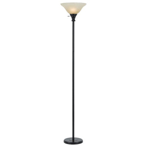 HomeRoots 71" Elegant Bronze Torchiere Floor Lamp with Dimmable Beige Frosted Glass Shade for Warm Ambiance 526241