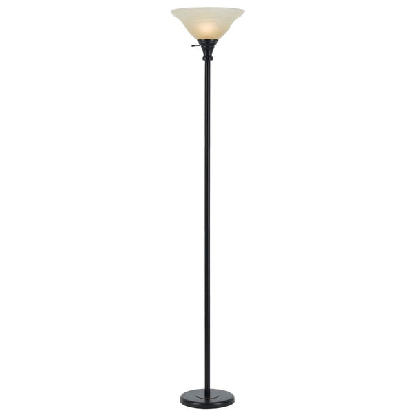 HomeRoots 71" Elegant Bronze Torchiere Floor Lamp with Dimmable Beige Frosted Glass Shade for Warm Ambiance 526241