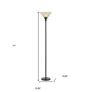 HomeRoots 71" Elegant Bronze Torchiere Floor Lamp with Dimmable Beige Frosted Glass Shade for Warm Ambiance 526241