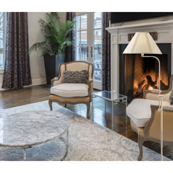 Homeroots 68" Bronze Adjustable Traditional Shaped Floor Lamp With Beige Empire Shade  Metal 526243