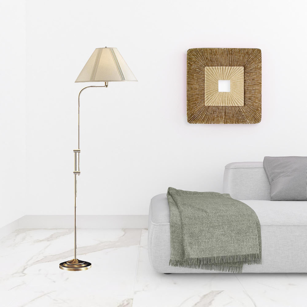 Homeroots 68" Bronze Adjustable Traditional Shaped Floor Lamp With Beige Empire Shade  Metal 526243