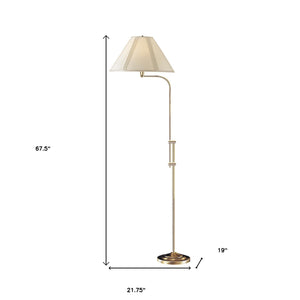 Homeroots 68" Bronze Adjustable Traditional Shaped Floor Lamp With Beige Empire Shade  Metal 526243