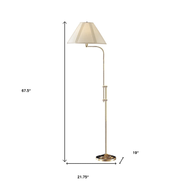 Homeroots 68" Bronze Adjustable Traditional Shaped Floor Lamp With Beige Empire Shade  Metal 526243