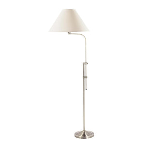 HomeRoots 68" Adjustable Nickel Floor Lamp with White Empire Shade for Versatile Ambient Lighting Solutions 526244