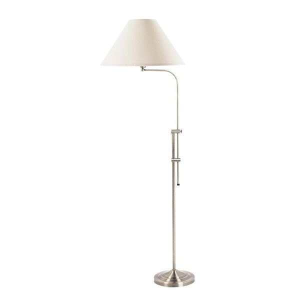 HomeRoots 68" Adjustable Nickel Floor Lamp with White Empire Shade for Versatile Ambient Lighting Solutions 526244