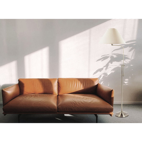 HomeRoots 68" Adjustable Nickel Floor Lamp with White Empire Shade for Versatile Ambient Lighting Solutions 526244