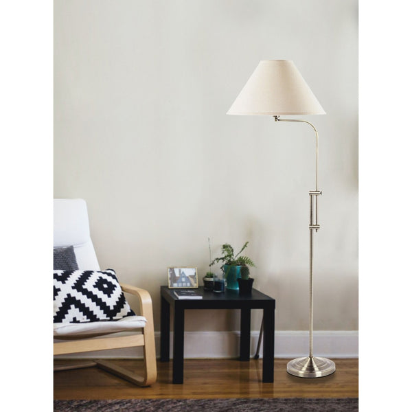 HomeRoots 68" Adjustable Nickel Floor Lamp with White Empire Shade for Versatile Ambient Lighting Solutions 526244