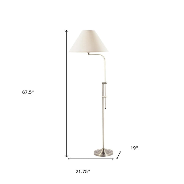 HomeRoots 68" Adjustable Nickel Floor Lamp with White Empire Shade for Versatile Ambient Lighting Solutions 526244