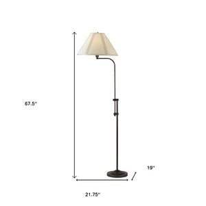 HomeRoots 68" Bronze Adjustable Floor Lamp with Beige Empire Shade - Dimmable, Elegant Lighting for Any Room 526245