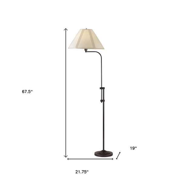 HomeRoots 68" Bronze Adjustable Floor Lamp with Beige Empire Shade - Dimmable, Elegant Lighting for Any Room 526245