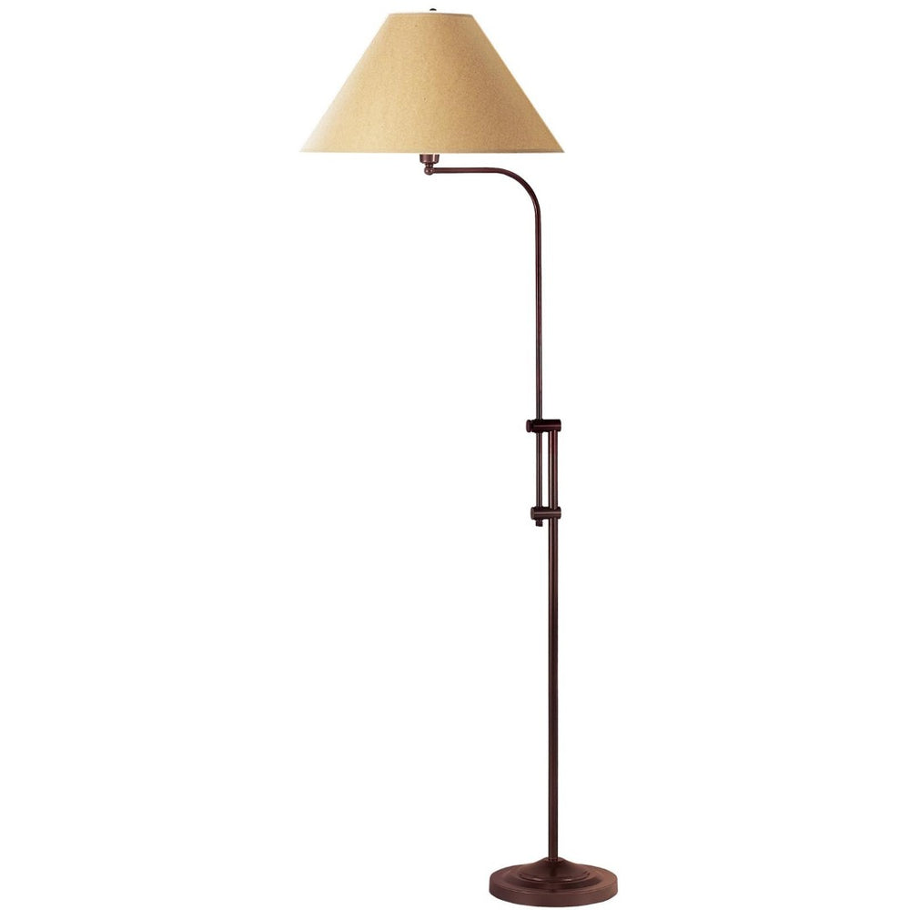 HomeRoots 68" Adjustable Rustic Floor Lamp with Brown Empire Shade for Stylish Ambient Illumination and Versatility 526246