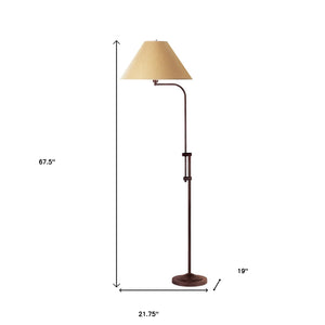 Homeroots 68" Rusted Adjustable Traditional Shaped Floor Lamp With Brown Empire Shade  Metal 526246
