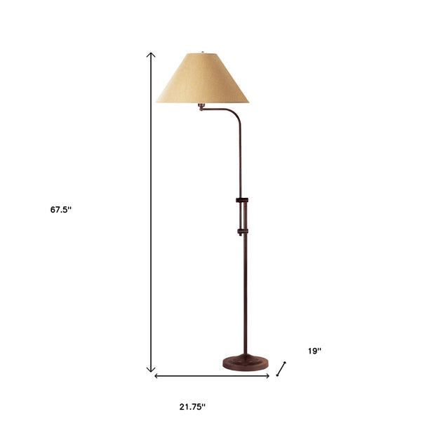 Homeroots 68" Rusted Adjustable Traditional Shaped Floor Lamp With Brown Empire Shade  Metal 526246
