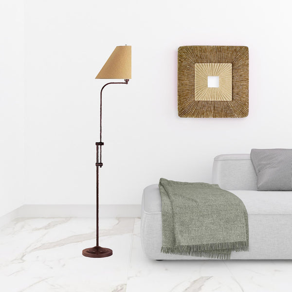 Homeroots 68" Rusted Adjustable Traditional Shaped Floor Lamp With Brown Empire Shade  Metal 526246