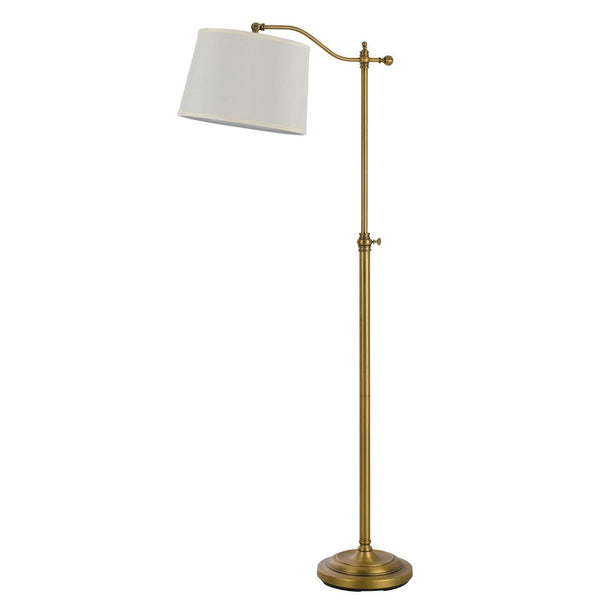 HomeRoots 63" Bronze Adjustable Height Swing Arm Floor Lamp - Elegant Task Lighting with Crisp White Shade 526247
