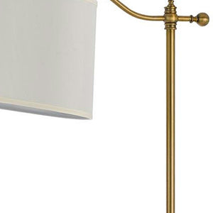 HomeRoots 63" Bronze Adjustable Height Swing Arm Floor Lamp - Elegant Task Lighting with Crisp White Shade 526247