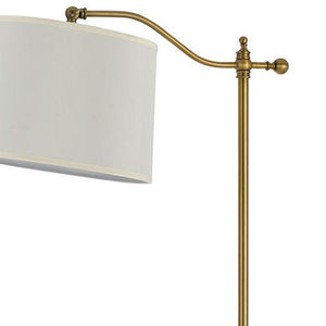 HomeRoots 63" Bronze Adjustable Height Swing Arm Floor Lamp - Elegant Task Lighting with Crisp White Shade 526247