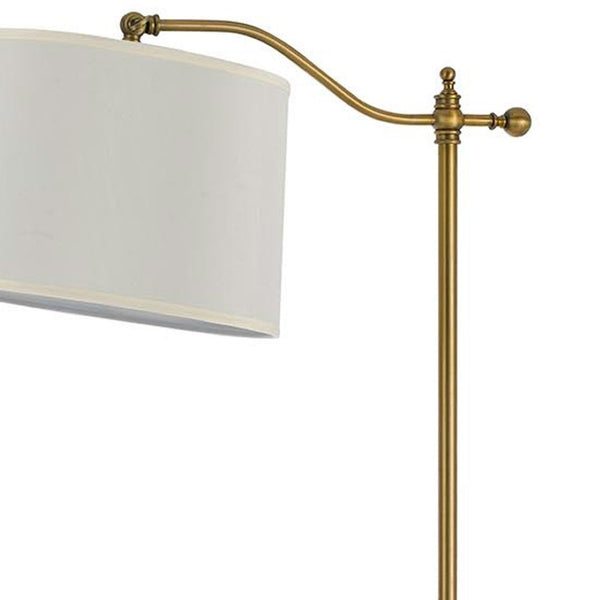 HomeRoots 63" Bronze Adjustable Height Swing Arm Floor Lamp - Elegant Task Lighting with Crisp White Shade 526247